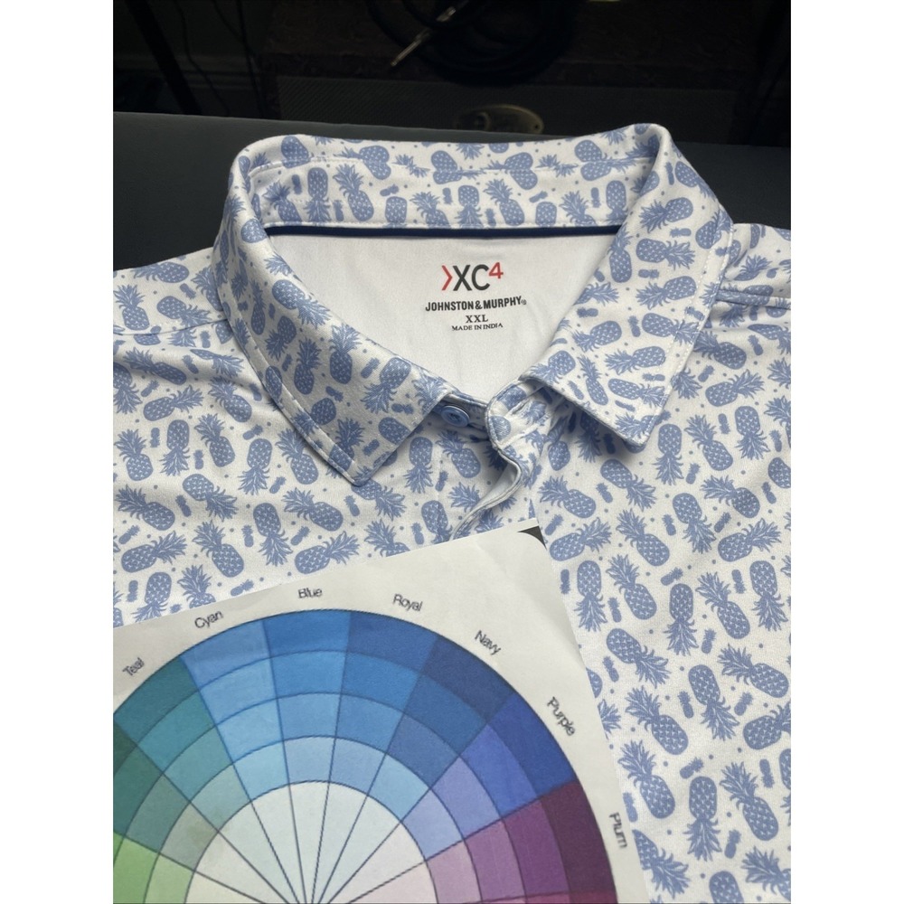 Johnston & Murphy XC4 Pineapple 2XL Short Sleeve Button Up Stretch Perfect - Picture 2 of 11